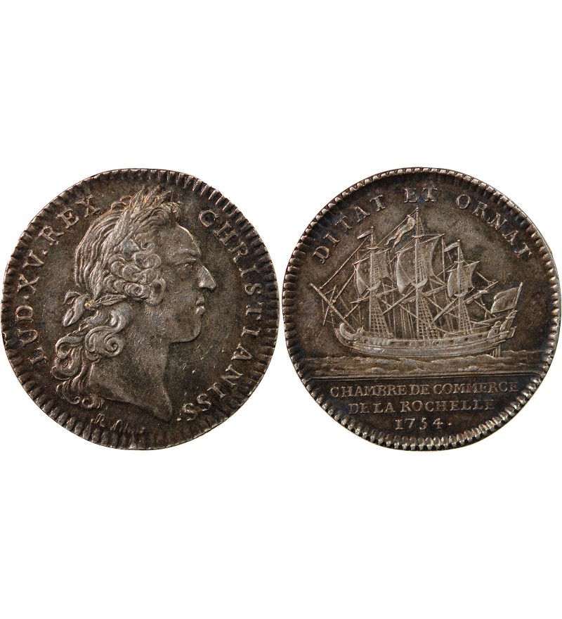 CHAMBRE DE COMMERCE DE LA ROCHELLE – JETON ARGENT 1754