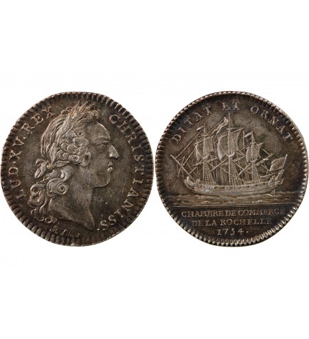 CHAMBRE DE COMMERCE DE LA ROCHELLE – JETON ARGENT 1754