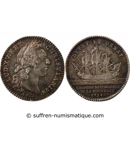 CHAMBRE DE COMMERCE DE LA ROCHELLE – JETON ARGENT 1754