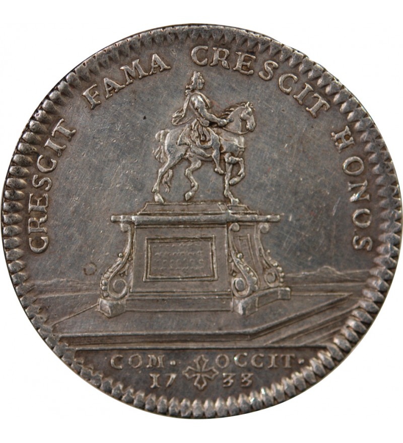 ETATS DE LANGUEDOC, LOUIS XV – JETON ARGENT 1733 - STATUE MONTPELLIER