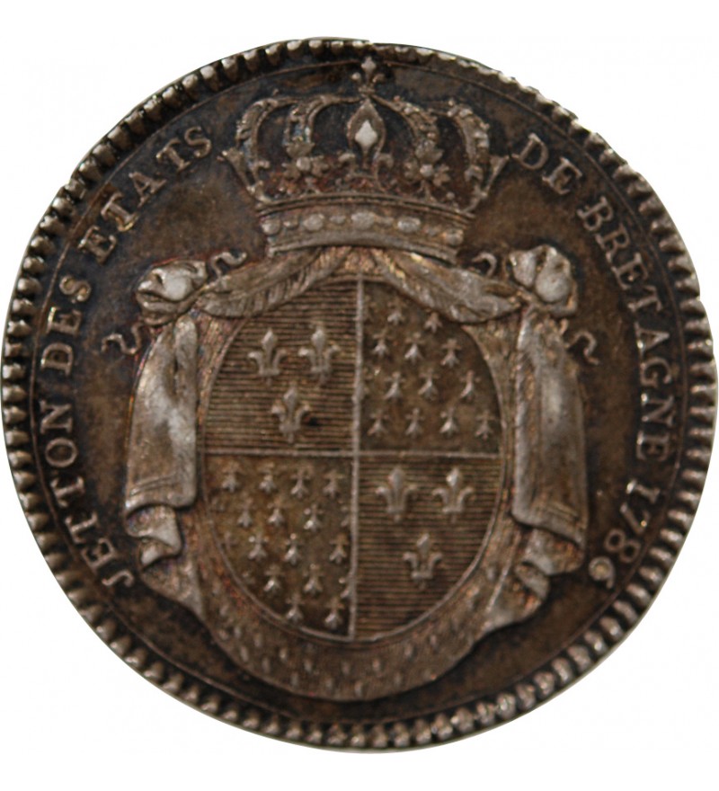 ETATS DE BRETAGNE, LOUIS XVI – JETON ARGENT 1786 RENNES