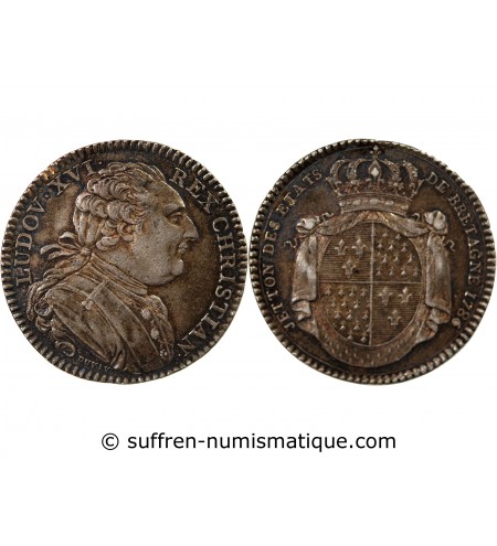 ETATS DE BRETAGNE, LOUIS XVI – JETON ARGENT 1786 RENNES