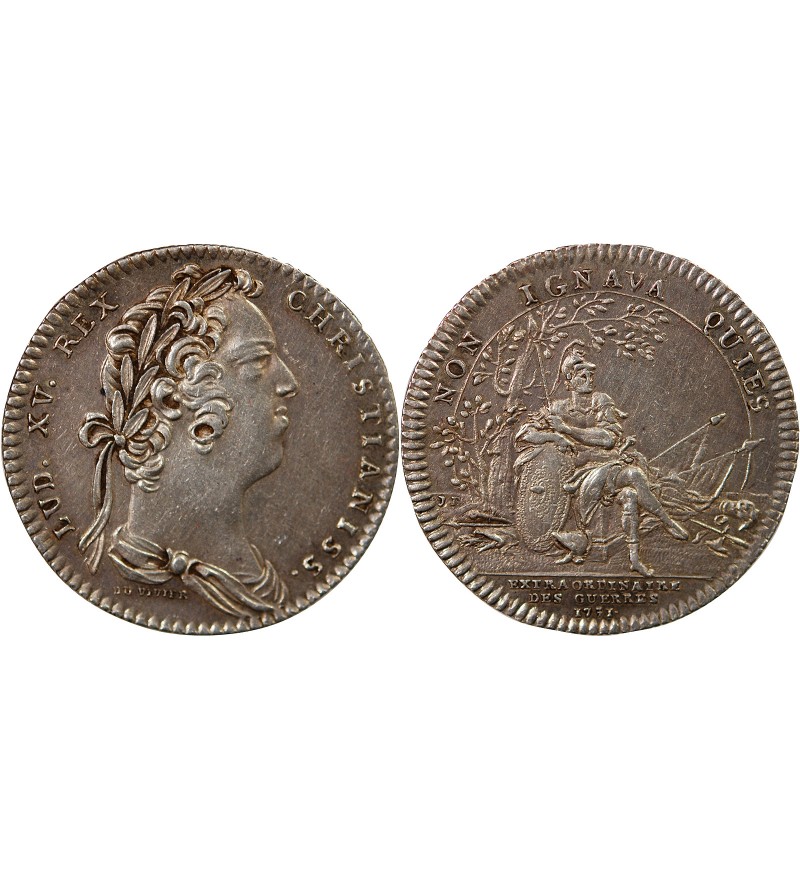 EXTRAORDINAIRE DES GUERRES, LOUIS XV - JETON ARGENT 1754
