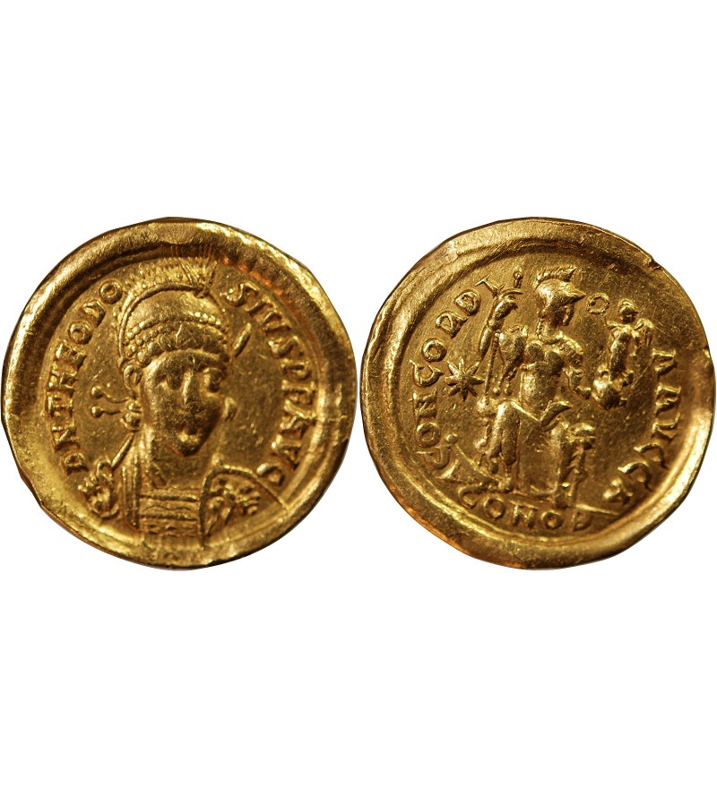 THEODOSE II - SOLIDUS OR CONSTANTINOPLE 402 / 450