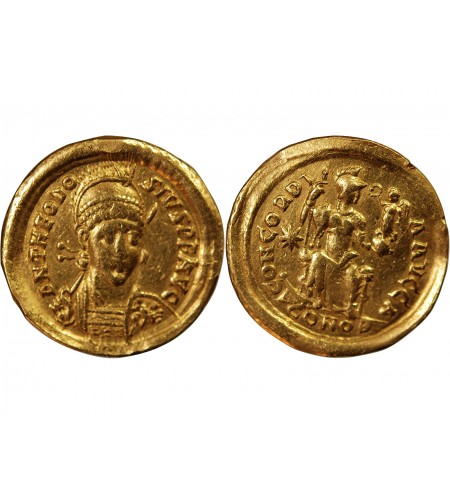 THEODOSE II - SOLIDUS OR CONSTANTINOPLE 402 / 450