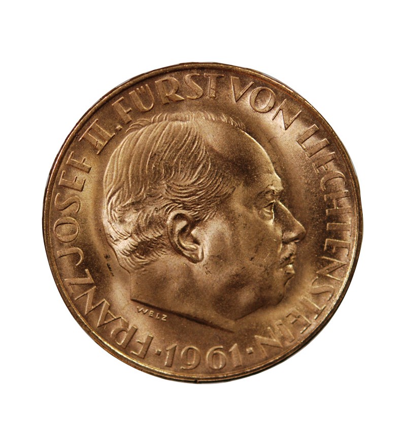 LIECHTENSTEIN FRANZ JOSEF II 25 FRANKEN OR 1961, Or, Suffren