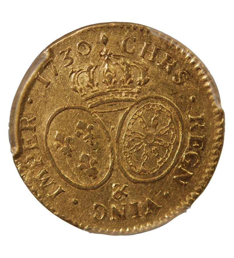 LOUIS XV - LOUIS D'OR AUX LUNETTES 1730 & AIX - PCGS AU53