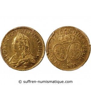 LOUIS XV - LOUIS D'OR AUX LUNETTES 1730 & AIX - PCGS AU53