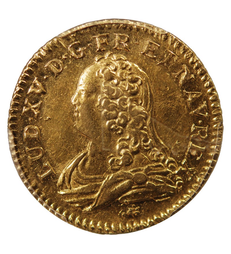 LOUIS XV - LOUIS D'OR AUX LUNETTES 1727 C CAEN - PCGS AU53