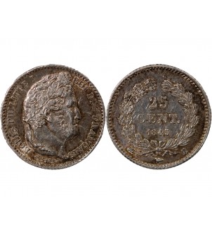 LOUIS PHILIPPE﻿ - 25 CENTIMES ARGENT 1845 B ROUEN 2