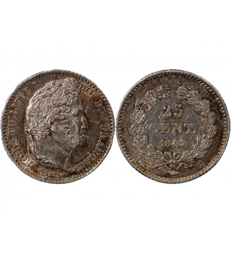 LOUIS PHILIPPE﻿ - 25 CENTIMES ARGENT 1845 B ROUEN