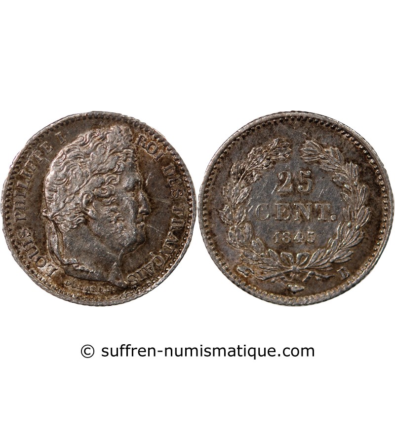 LOUIS PHILIPPE﻿ - 25 CENTIMES ARGENT 1845 B ROUEN