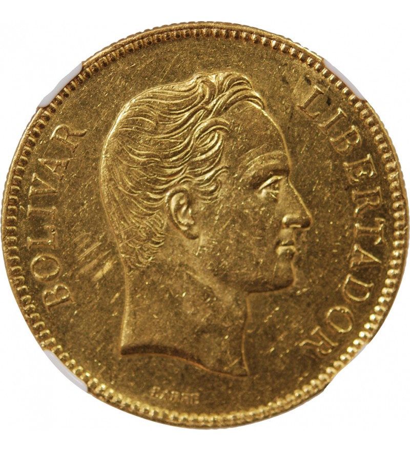 VENEZUELA, SIMON BOLIVAR - 100 BOLIVARES OR 1886 - NGC AU55