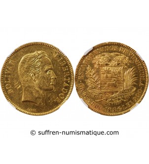 VENEZUELA, SIMON BOLIVAR - 100 BOLIVARES OR 1886 - NGC AU55