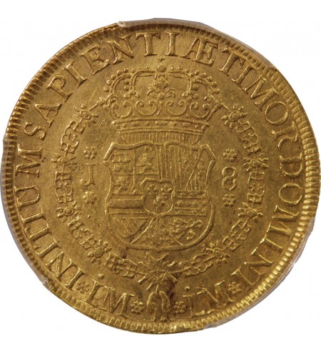 PEROU, FERDINAND VI - 8 ESCUDOS OR LMJ - PCGS AU53