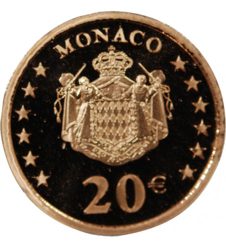 MONACO, RAINIER III - 20 EUROS OR 2002 BE