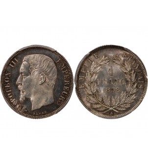 NAPOLEON III, TÊTE NUE - 1 FRANC ARGENT 1858 A PARIS - PCGS MS64 2