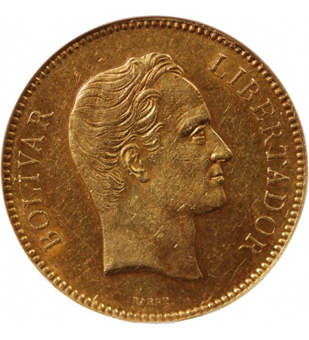 VENEZUELA, SIMON BOLIVAR - 100 BOLIVARES OR 1887 - NGC AU50
