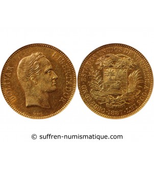 VENEZUELA, SIMON BOLIVAR - 100 BOLIVARES OR 1887 - NGC AU50