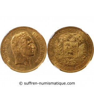 VENEZUELA, SIMON BOLIVAR - 100 BOLIVARES OR 1887 - NGC AU55