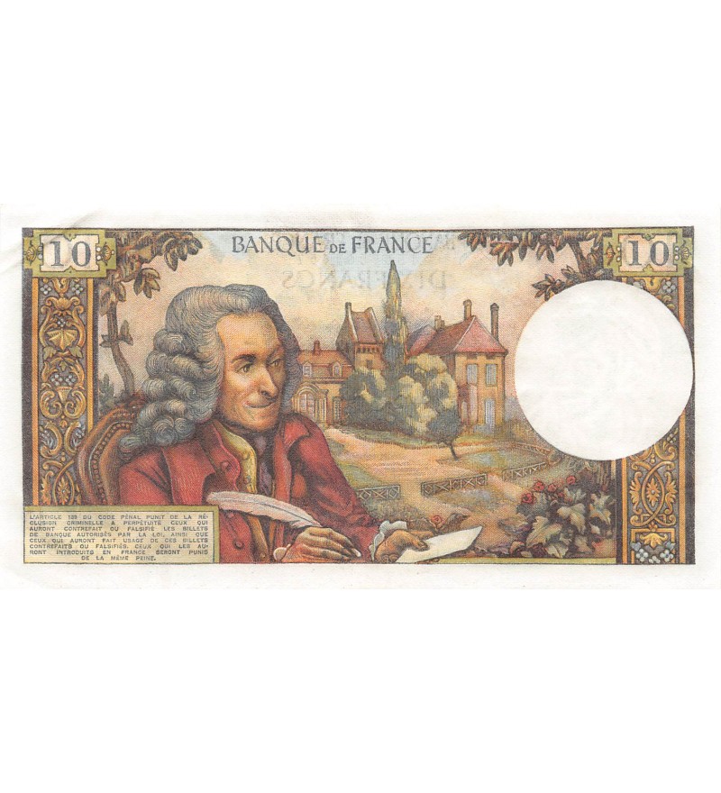 FRANCE, VOLTAIRE - 10 FRANCS 05/11/1970 - SÉRIE L.628 - SUP
