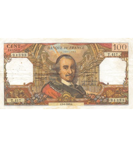 FRANCE, CORNEILLE - 100 FRANCS 05/06/1969 - SÉRIE T.417 - TB+