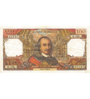 FRANCE, CORNEILLE - 100 FRANCS 06/11/1969 - SÉRIE D.436 - PTTB
