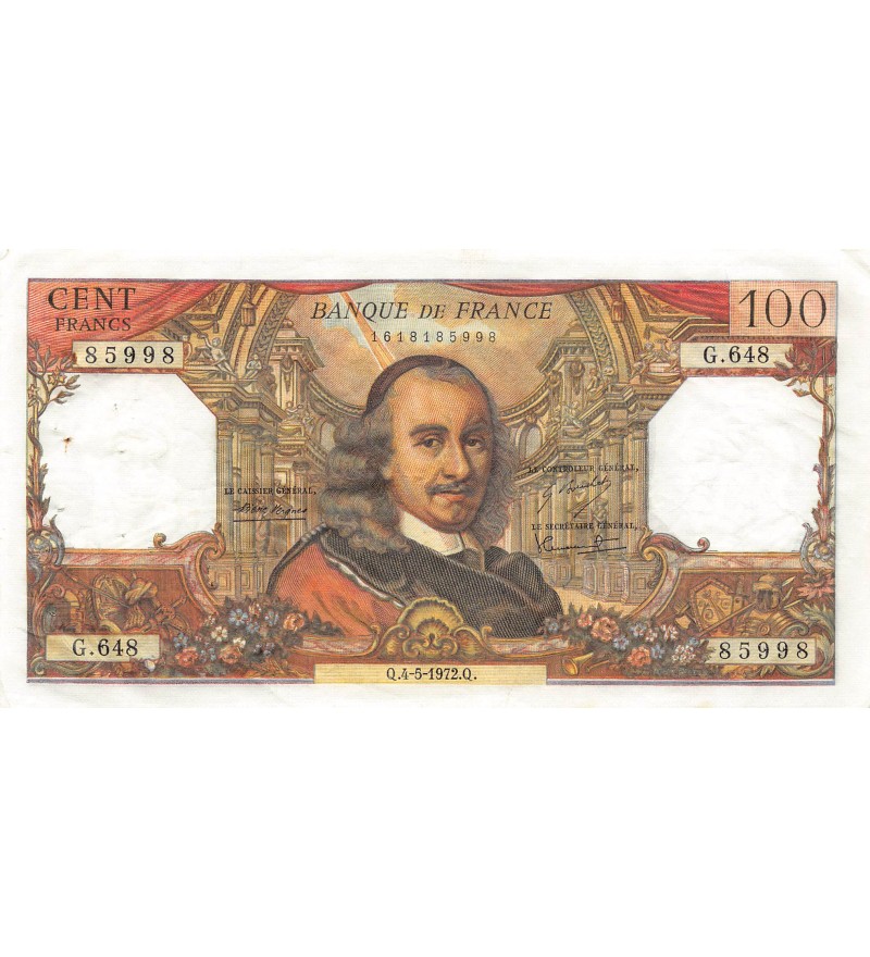FRANCE, CORNEILLE - 100 FRANCS 04/05/1972 - SÉRIE G.648 - TTB