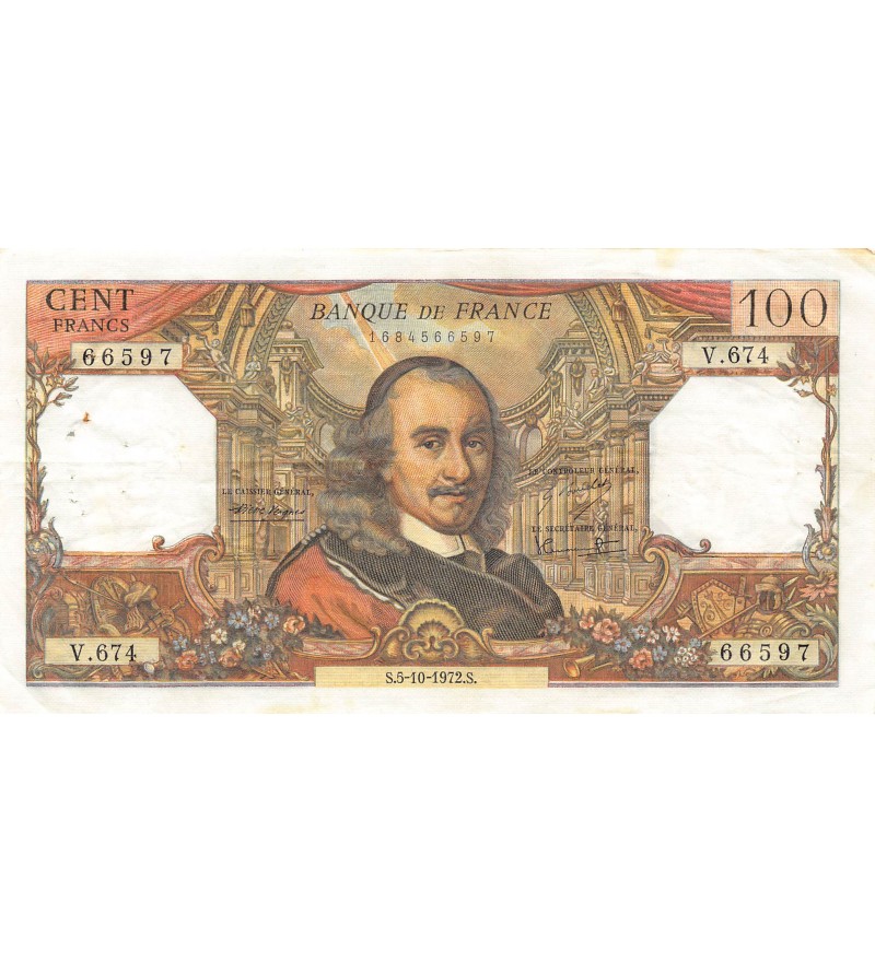 FRANCE, CORNEILLE - 100 FRANCS 05/10/1972 - SÉRIE V.674 - TTB