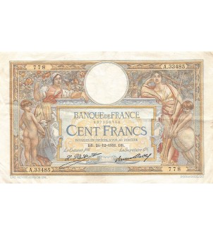 FRANCE, LUC-OLIVIER MERSON - 100 FRANCS 24/12/1931 - SÉRIE A.33485 - TTB 2