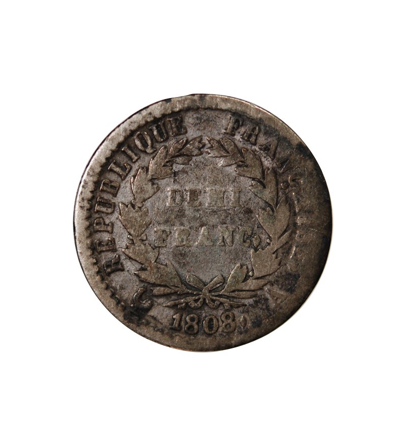 NAPOLEON Ier﻿ - 1/2 FRANC ARGENT 1808 A PARIS