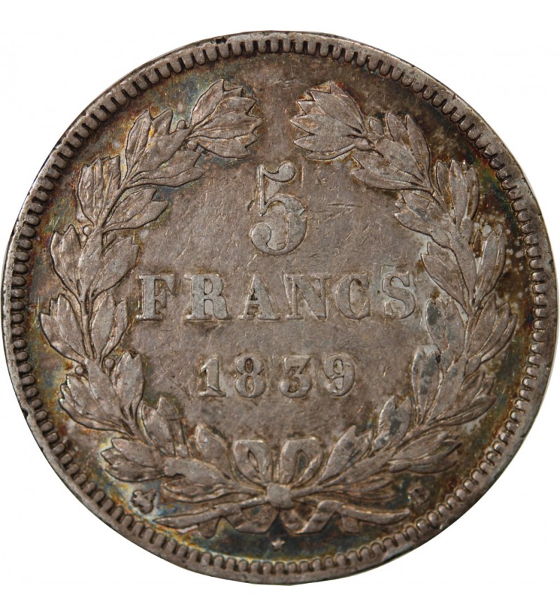 LOUIS PHILIPPE﻿ - 5 FRANCS ARGENT 1839 B ROUEN