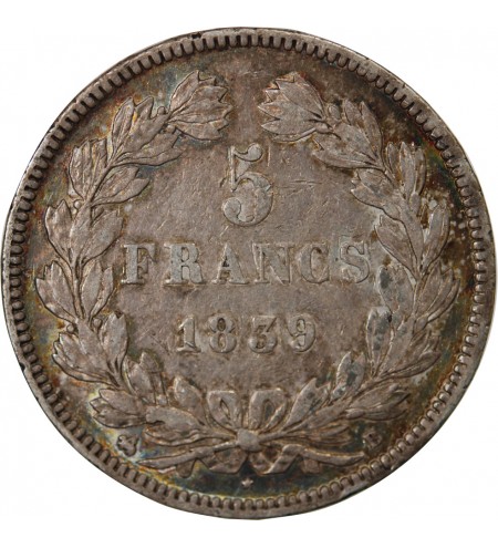 LOUIS PHILIPPE﻿ - 5 FRANCS ARGENT 1839 B ROUEN