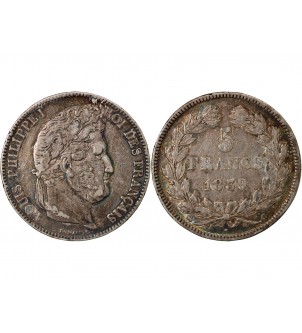 LOUIS PHILIPPE﻿ - 5 FRANCS ARGENT 1839 B ROUEN 2
