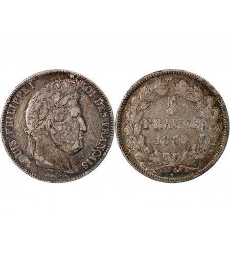 LOUIS PHILIPPE﻿ - 5 FRANCS ARGENT 1839 B ROUEN
