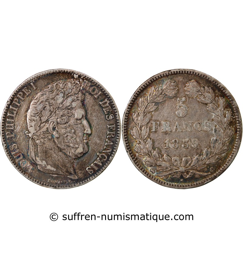 LOUIS PHILIPPE﻿ - 5 FRANCS ARGENT 1839 B ROUEN