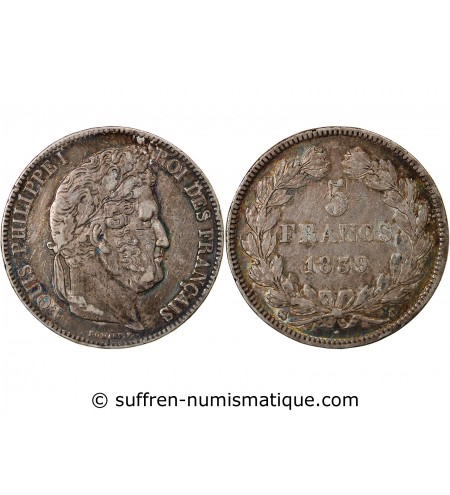 LOUIS PHILIPPE﻿ - 5 FRANCS ARGENT 1839 B ROUEN