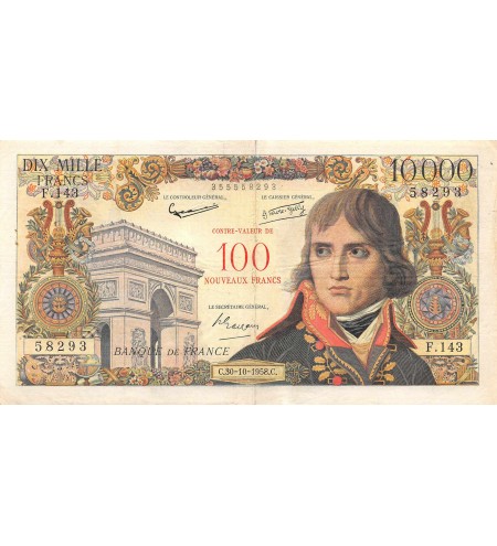 FRANCE - 100 NF / 10000 FRS SURCHARGE BONAPARTE 30.10.1958﻿﻿
