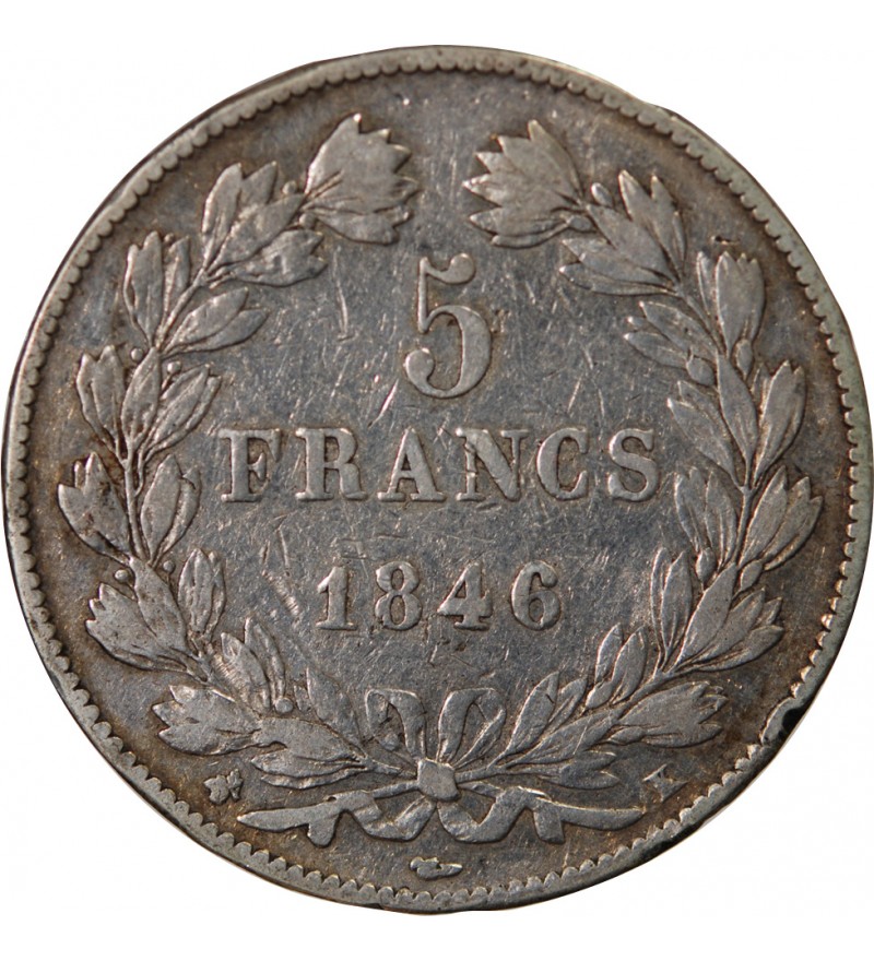 LOUIS PHILIPPE﻿- 5 FRANCS ARGENT 1846 K BORDEAUX