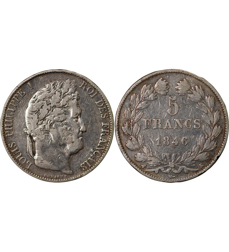 LOUIS PHILIPPE﻿- 5 FRANCS ARGENT 1846 K BORDEAUX