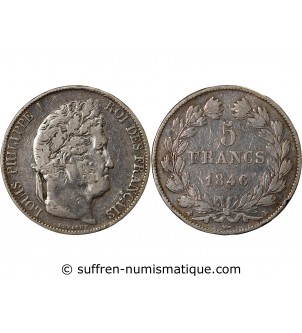 LOUIS PHILIPPE﻿- 5 FRANCS ARGENT 1846 K BORDEAUX