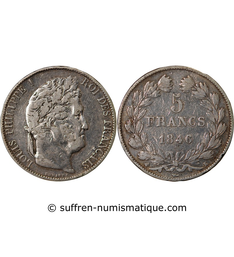 LOUIS PHILIPPE﻿- 5 FRANCS ARGENT 1846 K BORDEAUX