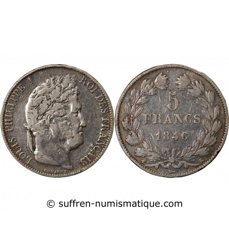 LOUIS PHILIPPE﻿- 5 FRANCS ARGENT 1846 K BORDEAUX