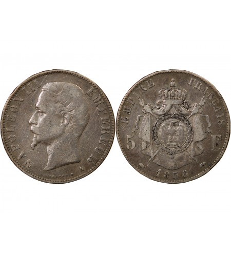 NAPOLEON III - 5 FRANCS ARGENT 1856 A PARIS
