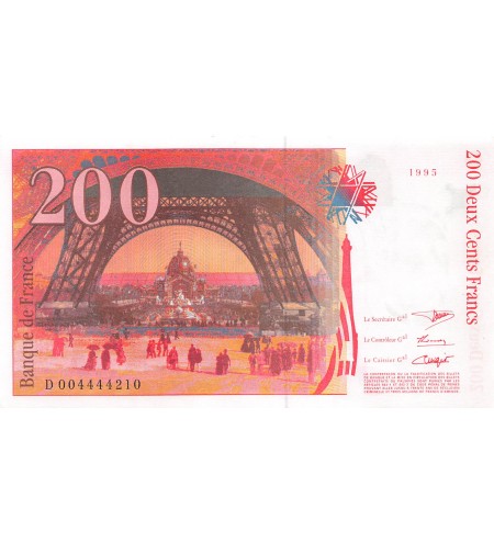 FRANCE, GUSTAVE EIFFEL - 200 FRANCS 1995 - Série D.004444210 - SUP