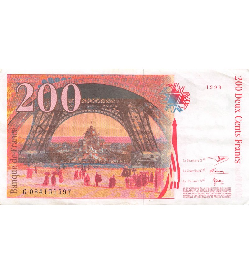 FRANCE, GUSTAVE EIFFEL - 200 FRANCS 1999 - SÉRIES VARIÉES - TTB