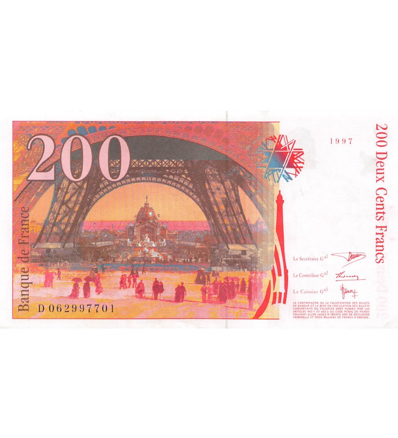 FRANCE, GUSTAVE EIFFEL - 200 FRANCS 1997 - SÉRIES VARIÉES - TTB