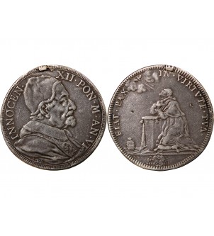 VATICAN, INNOCENT XII - 1/2 PIASTRE ARGENT 1691 / 1700 AN VI 2