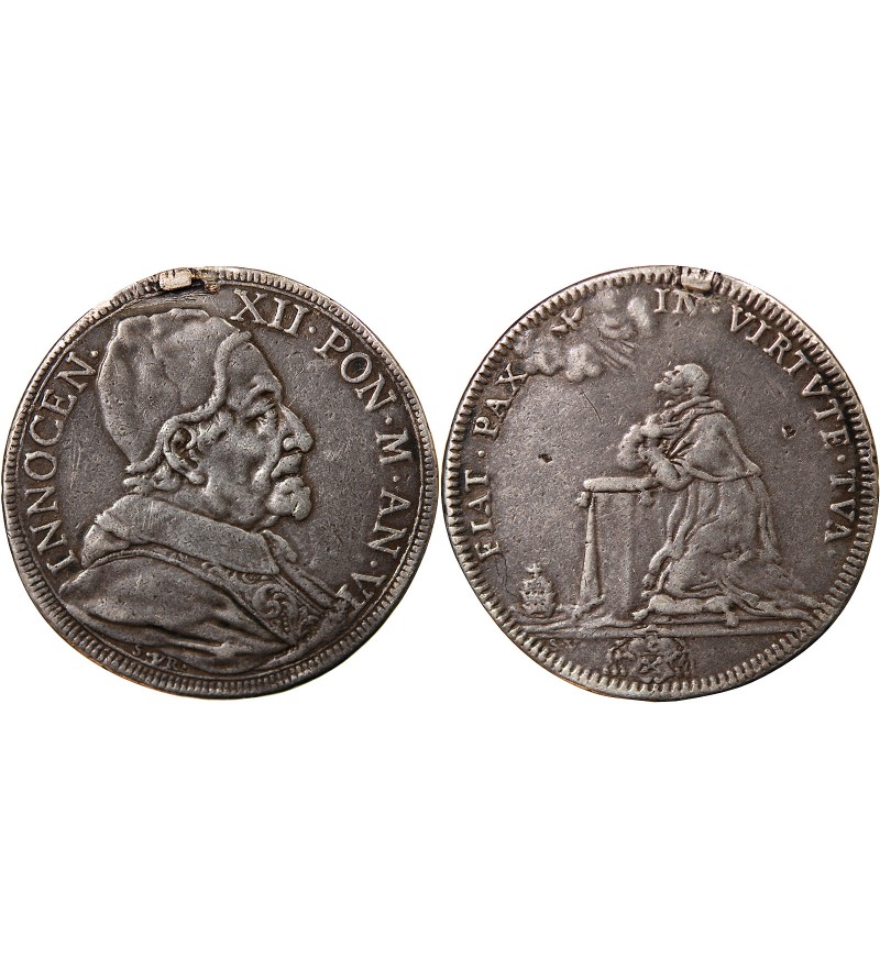VATICAN, INNOCENT XII - 1/2 PIASTRE ARGENT 1691 / 1700 AN VI