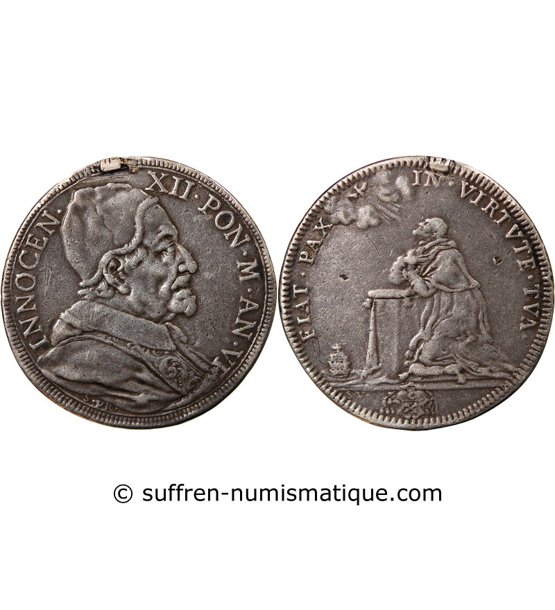 VATICAN, INNOCENT XII - 1/2 PIASTRE ARGENT 1691 / 1700 AN VI
